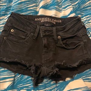 Black denim shorts